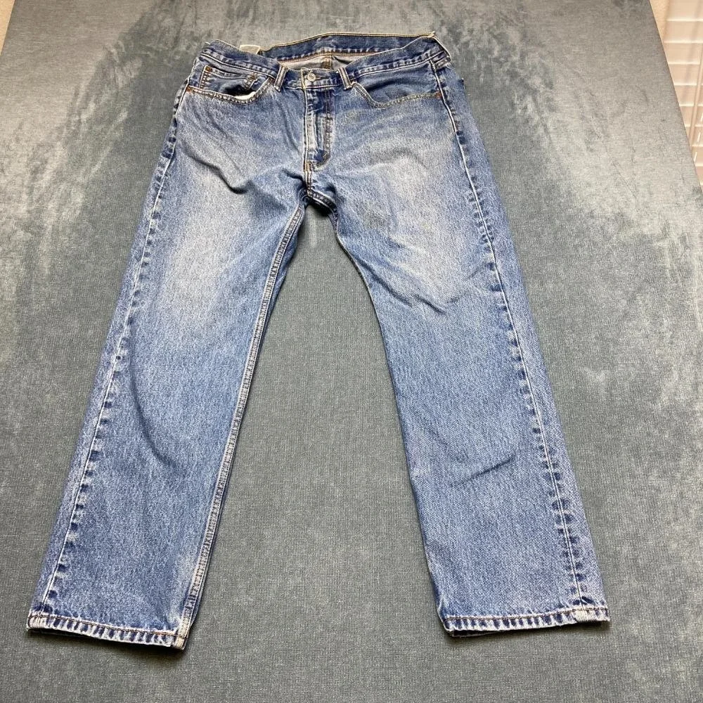 Levi's 505 Jeans Mens 36x30 Blue Denim Regular Fit All Day Comfort Straight Leg
